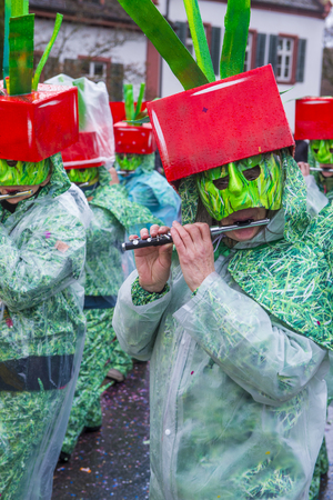 BASEL , SWITZERLAND - MARCH 08 : Participants in the Basel Carnival in Basel , Switzerland on March 08 2017. The Basel carnival has been listed as one of the top local festivities in Europeのeditorial素材