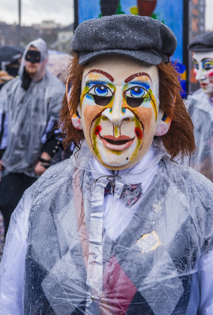 BASEL , SWITZERLAND - MARCH 08 : Participant in the Basel Carnival in Basel , Switzerland on March 08 2017. The Basel carnival has been listed as one of the top local festivities in Europeのeditorial素材