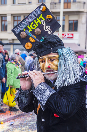 BASEL , SWITZERLAND - MARCH 08 : Participant in the Basel Carnival in Basel , Switzerland on March 08 2017. The Basel carnival has been listed as one of the top local festivities in Europeのeditorial素材