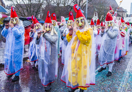 BASEL , SWITZERLAND - MARCH 08 : Participants in the Basel Carnival in Basel , Switzerland on March 08 2017. The Basel carnival has been listed as one of the top local festivities in Europeのeditorial素材