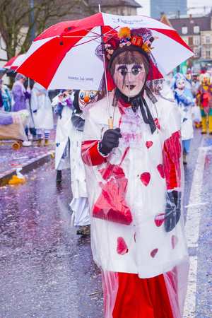 BASEL , SWITZERLAND - MARCH 08 : Participant in the Basel Carnival in Basel , Switzerland on March 08 2017. The Basel carnival has been listed as one of the top local festivities in Europeのeditorial素材