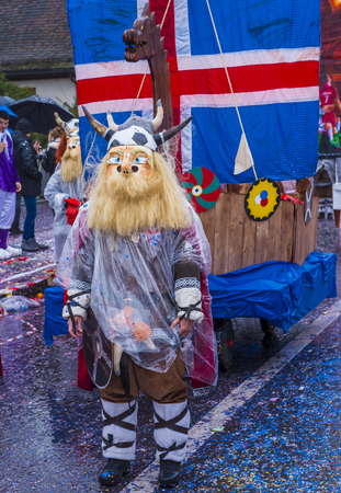 BASEL , SWITZERLAND - MARCH 08 : Participants in the Basel Carnival in Basel , Switzerland on March 08 2017. The Basel carnival has been listed as one of the top local festivities in Europeのeditorial素材