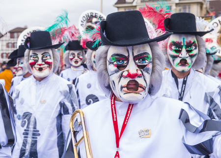 BASEL , SWITZERLAND - MARCH 08 : Participants in the Basel Carnival in Basel , Switzerland on March 08 2017. The Basel carnival has been listed as one of the top local festivities in Europeのeditorial素材