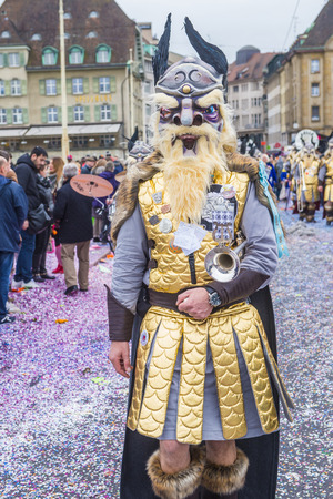 BASEL , SWITZERLAND - MARCH 08 : Participants in the Basel Carnival in Basel , Switzerland on March 08 2017. The Basel carnival has been listed as one of the top local festivities in Europeのeditorial素材