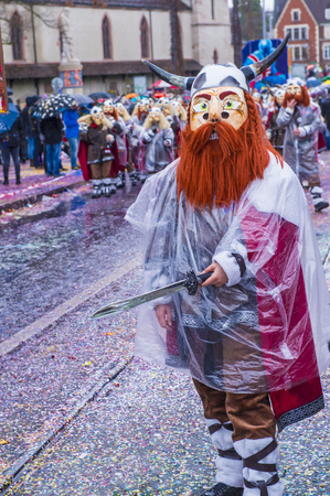 BASEL , SWITZERLAND - MARCH 08 : Participants in the Basel Carnival in Basel , Switzerland on March 08 2017. The Basel carnival has been listed as one of the top local festivities in Europeのeditorial素材