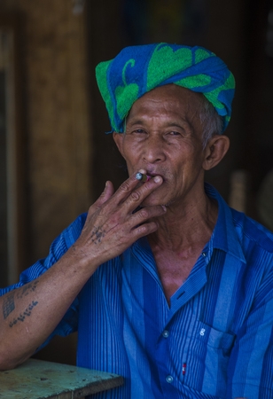 INLE LAKE , MYANMAR - SEP 07 : Portrait of Pao tribe man in Shan state Myanmar on September 07 2017   Pao is the seventh largest ethnic nationality in Myanmarのeditorial素材