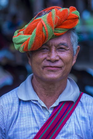 INLE LAKE , MYANMAR - SEP 07 : Portrait of Pao tribe man in Shan state Myanmar on September 07 2017   Pao is the seventh largest ethnic nationality in Myanmarのeditorial素材