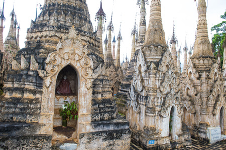 KAKKU, MYANMAR - SEP 08 2017: The Kakku pagoda in Shan state Myanmar on September 08 2017 , The Kakku pagoda contains more than 2,500 stupasのeditorial素材