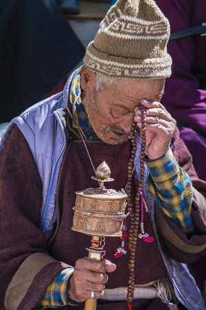 LEH, INDIA - SEPTEMBER 20, 2017: Portraite of Ladakhi man during the Ladakh Festival in Leh India on September 20, 2017のeditorial素材