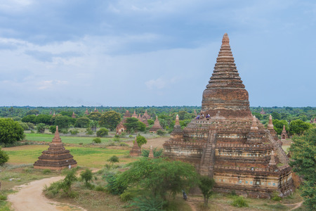 BAGAN , MYANMAR - SEP 04 2017: The Temples of bagan in Myanmar on September 04 2017 , The ruins of Bagan has 2,200 temples and pagodasのeditorial素材