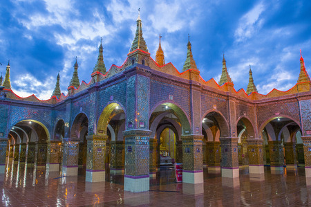 MANDALAY , MYANMAR - SEP 03 : Temple on the Mandalay Hill during twilight in Mandalay Myanmar on September 03 2017 , Mandalay Hill is a major pilgrimage site.のeditorial素材