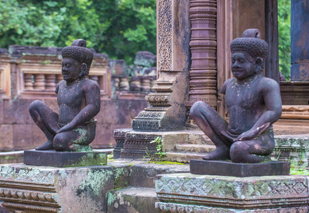 SIEM REAP , CAMBODIA - OCT 17 : The Banteay Srei Temple near Siem Reap Cambodia on October 17 2017 , Banteay Srey is a 10th-century temple dedicated to the Hindu god Shivaのeditorial素材