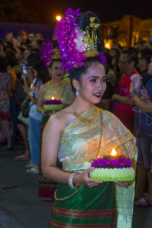 CHIANG MAI , THAILAND - NOV 04 : Participant in a parade during Yee Peng festival in Chiang Mai , Thailand on November 04 2017のeditorial素材