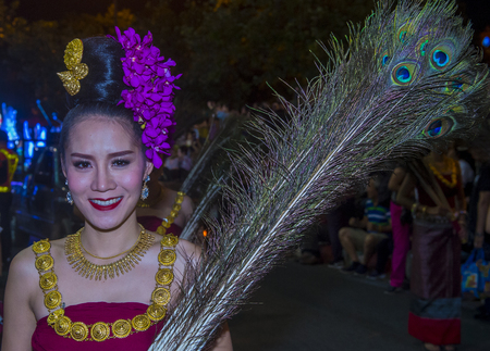 CHIANG MAI , THAILAND - NOV 04 : Participant in a parade during Yee Peng festival in Chiang Mai , Thailand on November 04 2017のeditorial素材