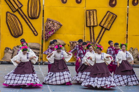 CEBU CITY , PHILIPPINES - JAN 21 : Participants in the Sinulog festival in Cebu city Philippines on January 21 2018. The Sinulog is the centre of the Santo NiÃ±o Catholic celebrations in the Philippines.のeditorial素材