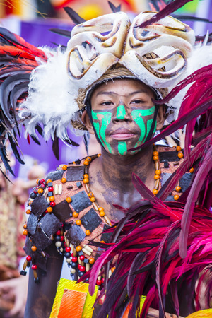 ILOILO , PHILIPPINES - JAN 28 : Participant in the Dinagyang Festival in Iloilo Philippines on January 28 2018. The Dinagyang is religious and cultural festival that honor the Santo Niñoのeditorial素材