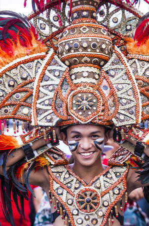 ILOILO , PHILIPPINES - JAN 28 : Participant in the Dinagyang Festival in Iloilo Philippines on January 28 2018. The Dinagyang is religious and cultural festival that honor the Santo Niñoのeditorial素材