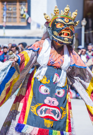 LEH, INDIA - SEP 21 , 2017 : Buddhist monk performing Cham dance during the Ladakh Festival in Leh India on September 20, 2017のeditorial素材
