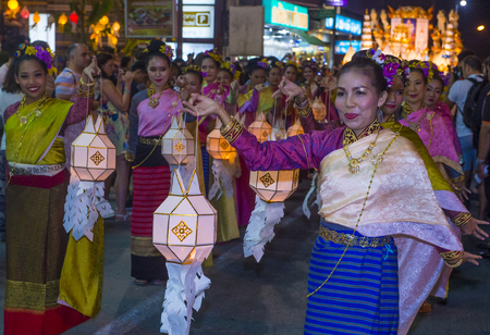 CHIANG MAI , THAILAND - NOV 04 : Participants in a parade during Yee Peng festival in Chiang Mai , Thailand on November 04 2017のeditorial素材