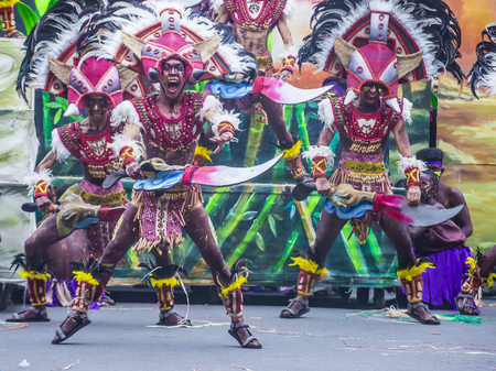 ILOILO , PHILIPPINES - JAN 28 : Participants in the Dinagyang Festival in Iloilo Philippines on January 28 2018. The Dinagyang is religious and cultural festival that honor the Santo NiÃ±oのeditorial素材