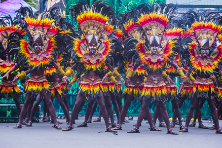 ILOILO , PHILIPPINES - JAN 28 : Participants in the Dinagyang Festival in Iloilo Philippines on January 28 2018. The Dinagyang is religious and cultural festival that honor the Santo NiÃ±oのeditorial素材