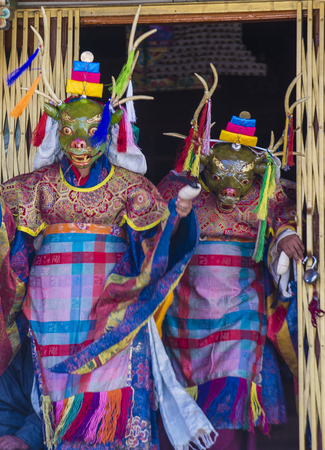 LEH, INDIA - SEP 21 , 2017 : Buddhist monks performing Cham dance during the Ladakh Festival in Leh India on September 20, 2017のeditorial素材