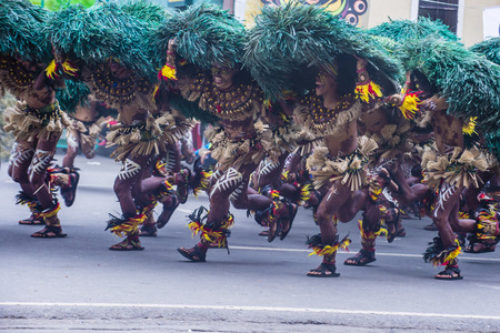 ILOILO , PHILIPPINES - JAN 28 : Participants in the Dinagyang Festival in Iloilo Philippines on January 28 2018. The Dinagyang is religious and cultural festival that honor the Santo NiÃ±oのeditorial素材