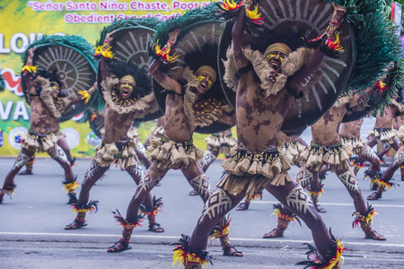 ILOILO , PHILIPPINES - JAN 28 : Participants in the Dinagyang Festival in Iloilo Philippines on January 28 2018. The Dinagyang is religious and cultural festival that honor the Santo NiÃ±oのeditorial素材