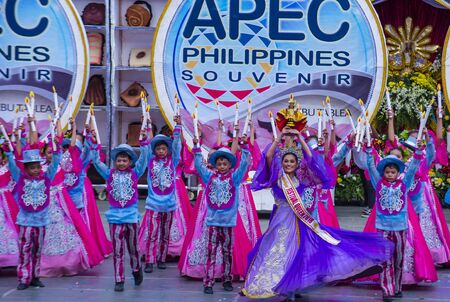 CEBU CITY , PHILIPPINES - JAN 21 : Participants in the Sinulog festival in Cebu city Philippines on January 21 2018. The Sinulog is the centre of the Santo NiÃ±o Catholic celebrations in the Philippines.のeditorial素材