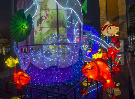 HONG KONG , MARCH 05 : The Spring Lantern exhibition in Hong kong on March 05 2018. The annual Lantern exhibition is part of the Lunar New Year festivities in Hong Kongのeditorial素材