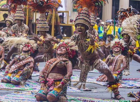 ILOILO , PHILIPPINES - JAN 28 : Participants in the Dinagyang Festival in Iloilo Philippines on January 28 2018. The Dinagyang is religious and cultural festival that honor the Santo NiÃ±oのeditorial素材
