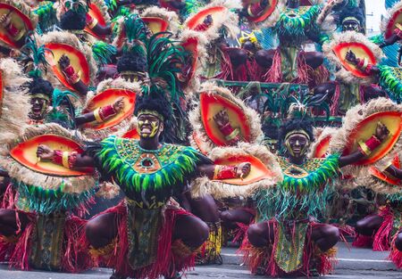 ILOILO , PHILIPPINES - JAN 28 : Participants in the Dinagyang Festival in Iloilo Philippines on January 28 2018. The Dinagyang is religious and cultural festival that honor the Santo NiÃ±oのeditorial素材