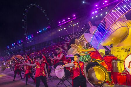 SINGAPORE - FEB 24 : Participants in the Chingay parade in Singapore on February 24 2018. The Chingay is an annual street parade and it is part of the Chinese New Year festivitiesのeditorial素材
