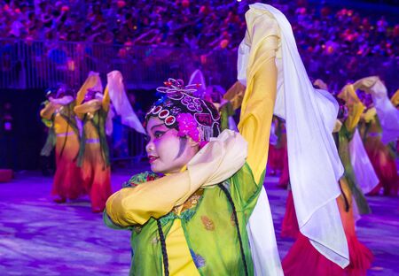 SINGAPORE - FEB 24 : Participants in the Chingay parade in Singapore on February 24 2018. The Chingay is an annual street parade and it is part of the Chinese New Year festivitiesのeditorial素材