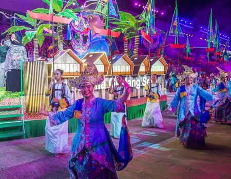 SINGAPORE - FEB 24 : Participants in the Chingay parade in Singapore on February 24 2018. The Chingay is an annual street parade and it is part of the Chinese New Year festivitiesのeditorial素材