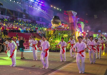 SINGAPORE - FEB 24 : Participants in the Chingay parade in Singapore on February 24 2018. The Chingay is an annual street parade and it is part of the Chinese New Year festivitiesのeditorial素材