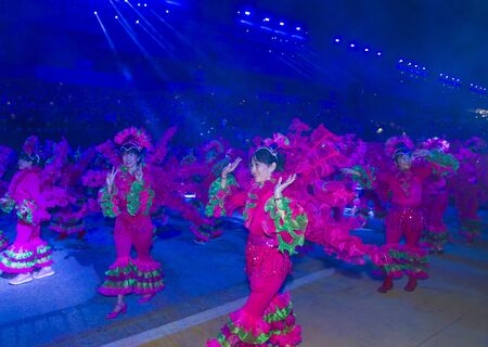 SINGAPORE - FEB 24 : Participants in the Chingay parade in Singapore on February 24 2018. The Chingay is an annual street parade and it is part of the Chinese New Year festivitiesのeditorial素材