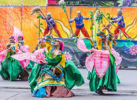 ILOILO , PHILIPPINES - JAN 28 : Participants in the Dinagyang Festival in Iloilo Philippines on January 28 2018. The Dinagyang is religious and cultural festival that honor the Santo NiÃ±oのeditorial素材