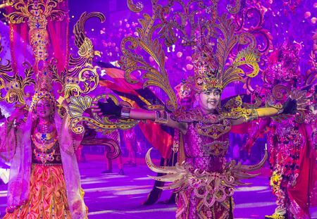 SINGAPORE - FEB 24 : Participants in the Chingay parade in Singapore on February 24 2018. The Chingay is an annual street parade and it is part of the Chinese New Year festivitiesのeditorial素材