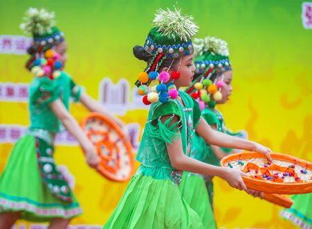 HONG KONG - MARCH 04 : Participants in the 14th Tai Kok Tsui temple fair in Hong Kong on March 04 2018. The temple fair is a Chinese cultural event held annuallyのeditorial素材