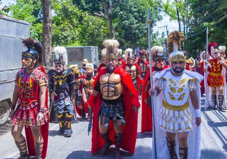 BOAC , PHILIPPINES - MARCH 30 : Participants in the Moriones festival in Boac Marinduque island the Philippines. The Moriones festival held anualy on the Holy Weekのeditorial素材