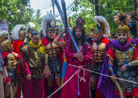 BOAC , PHILIPPINES - MARCH 30 : Participants in the Moriones festival in Boac Marinduque island the Philippines. The Moriones festival held anualy on the Holy Weekのeditorial素材