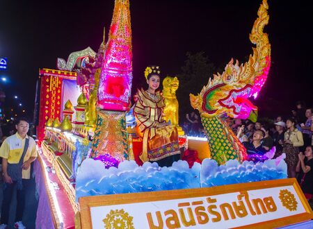 CHIANG MAI , THAILAND - NOV 04 : Participants in a parade during Yee Peng festival in Chiang Mai , Thailand on November 04 2017のeditorial素材