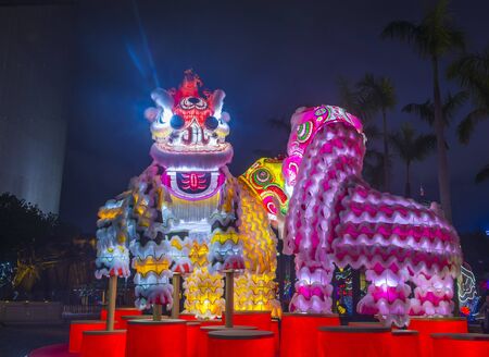 HONG KONG , MARCH 05 : The Spring Lantern exhibition in Hong kong on March 05 2018. The annual Lantern exhibition is part of the Lunar New Year festivities in Hong Kongのeditorial素材