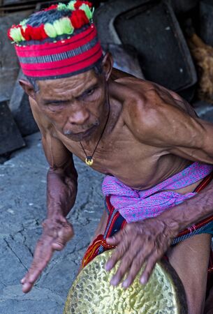 BANAUE, PHILIPPINES - MAY 02 : Portrait of a man from Ifugao Minority in Banaue the Philippines on May 02 2018. The Ifugao minority mostly live in the mountains of north Philippinesのeditorial素材