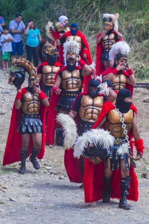 BOAC , PHILIPPINES - MARCH 30 : Participants in the Moriones festival in Boac Marinduque island the Philippines. The Moriones festival held anualy on the Holy Weekのeditorial素材