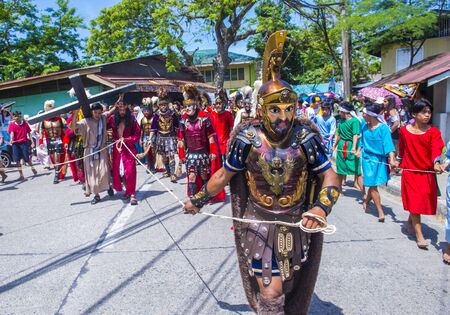 BOAC , PHILIPPINES - MARCH 30 : Participants in the Moriones festival in Boac Marinduque island the Philippines. The Moriones festival held anualy on the Holy Weekのeditorial素材