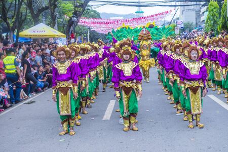 CEBU CITY , PHILIPPINES - JAN 21 : Participants in the Sinulog festival in Cebu city Philippines on January 21 2018. The Sinulog is the centre of the Santo NiÃ±o Catholic celebrations in the Philippines.のeditorial素材