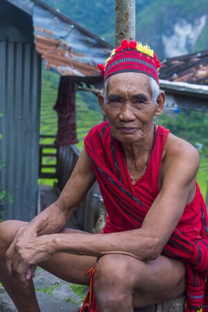 BANAUE, PHILIPPINES - MAY 02 : Portrait of a man from Ifugao Minority in Banaue the Philippines on May 02 2018. The Ifugao minority mostly live in the mountains of north Philippinesのeditorial素材