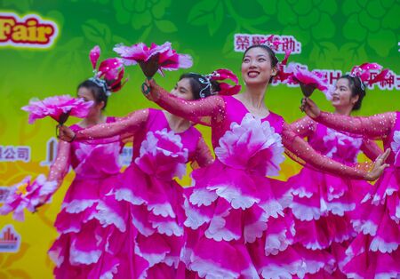 HONG KONG - MARCH 04 : Participants in the 14th Tai Kok Tsui temple fair in Hong Kong on March 04 2018. The temple fair is a Chinese cultural event held annuallyのeditorial素材